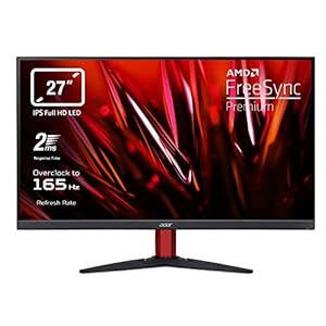 Acer Nitro KG272S Gaming Monitor 27 Zoll (69 cm Bildschirm) Full HD, 165Hz OC, 144Hz, 2ms (G2G), 2xHDMI 2.0, DP 1.2, HDMI/DP FreeSync Premium