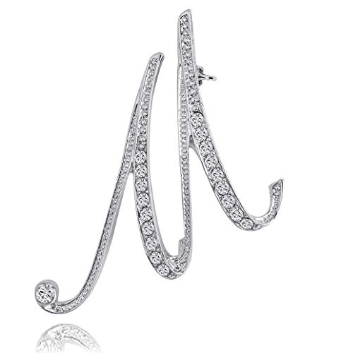 Image of Letter Brooch A-Z 26 Personalized Design Initial Letters Pins Clear Crystal Rhinestone Brooch pin