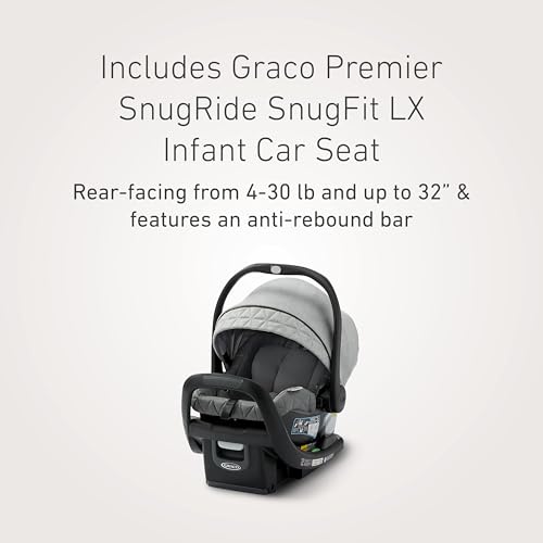 Image of Graco Premier Modes Nest Travel System, 3-in1 Modular Carseat Stroller Combo, Pramette, Toddler Stroller, Includes Premier SnugRide SnugFit 35 LX Infant Car Seat, Midtown