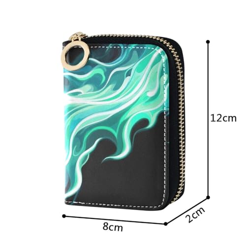 Green Fire Gorgeous Combustion leather wallet card holder With 9 cards slot RFID Blocking small credit card holder for women with zipper4