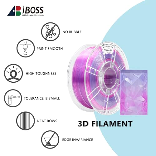 Image of iBOSS Gradient PLA Plus (PLA+) 3D Printer Filament 1.75mm+ /-0.02mm, 1kg Spool (2 2lbs) Transparent Dual Color 3D Printing Filament, PLA Pro 3D Filament, Fit Most FDM Printer(Transparent Purple Blue)