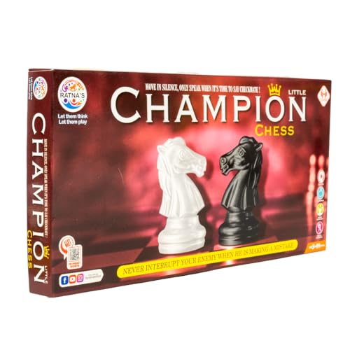 Image of Ratna's Little Champion Chess Board Game, 2 Player Strategy Game, Black and White Pieces, Family Games for Adults and Kids