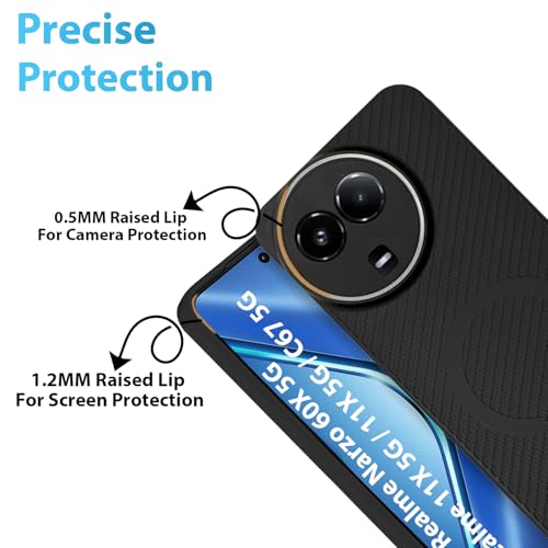 Image of LIRAMARK Rugged Carbon Fibre TPU Armor Silicone Back Cover Case for Realme Narzo 60X 5G / Realme 11X 5G / 11 5G / C67 5G