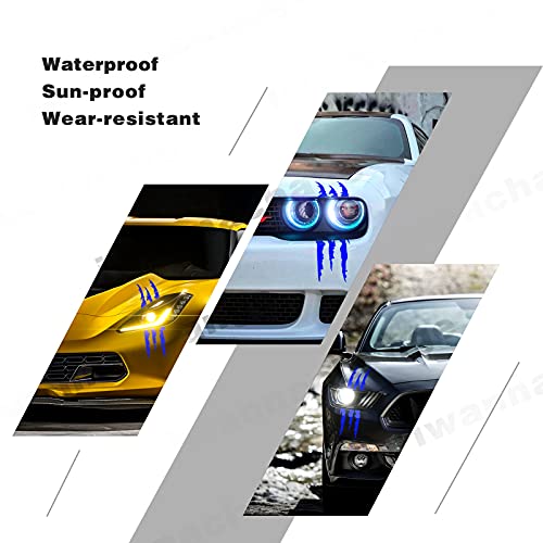 Iwannachange 2Pcs Monster Claw Marks Headlight Car Sticker Stripes Scratch Decal Vinyl For Sports Cars Suv Pickup Truck Window Motorcycles Ect(Blue) #TOP3