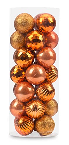 AUXO-FUN Small Size 28ct shatterproof Christmas Ball Ornaments in 4 Classic finishes for Christmas Tree Decoration (Bronze, 1.57“ Mini Size)