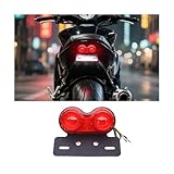Norkmdi 40-LED 40W Motorcycle Tail Light, Motorbike Integrated Driving & Brake Turn Signal Lamp with License Plate Bracket, Motorcycle Tail Light Replacement for Street Bike Cruiser Chopper (Red)