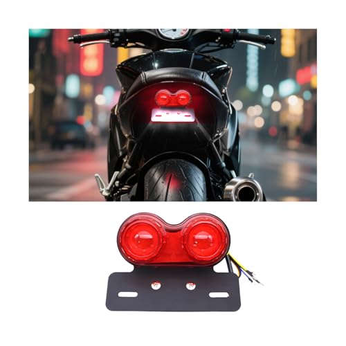 Norkmdi 40-LED 40W Motorcycle Tail Light, Motorbike Integrated Driving & Brake Turn Signal Lamp with License Plate Bracket, Motorcycle Tail Light Replacement for Street Bike Cruiser Chopper (Red)