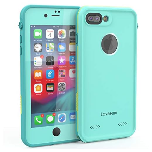 LOVE BEIDI for iPhone 8 Plus/7 Plus Waterproof Case Cover Built-in Screen Protector Fully Sealed Life Shockproof Snowproof Underwater Protective Case for iPhone 8/7 Plus 5.5"(Cyan/Green/Mint Green)