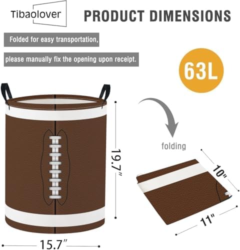 TIBAOLOVER Baby Laundry Basket Baby Nursery Hamper Kids Laundry Basket Toy Storage Bin for Boys Room Decor Gift Baskets for Bedroom Bathroom(Football)