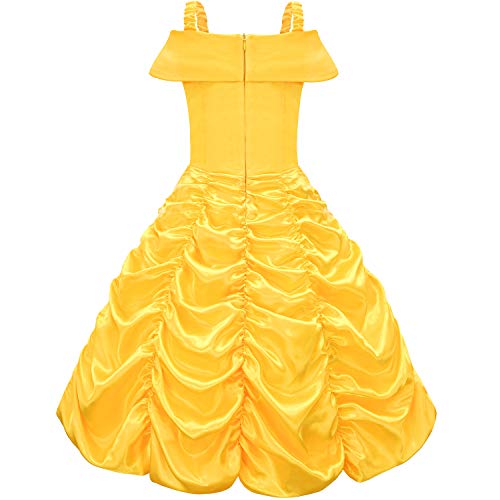 Gz-Laopaitou Belle Dresses For Girls Cosplay Beauty And Beast Costume Halloween Birthday Christmas Party Outfit Yellow 3T #TOP1