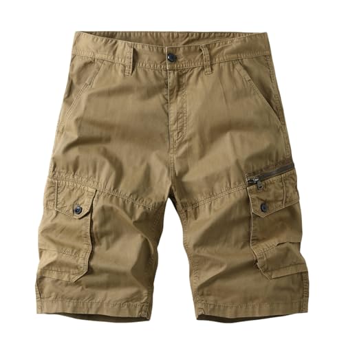Pantalones cortos de verano hombre casual multibolsillos bermudas de media longitud cómodas