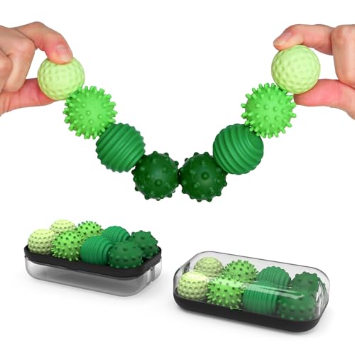 ONO Signets – Silicone Magnetic Balls with Textured Dimples, Bumps, and Waves | Fun to Play with Fidget Toy for Adults | Help Relieve Stress, Anxiety, Tension (Emerald, Set of 8)