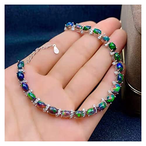 Bracelet opale noire argent 925 un cadeau d'anniversaire mémorable