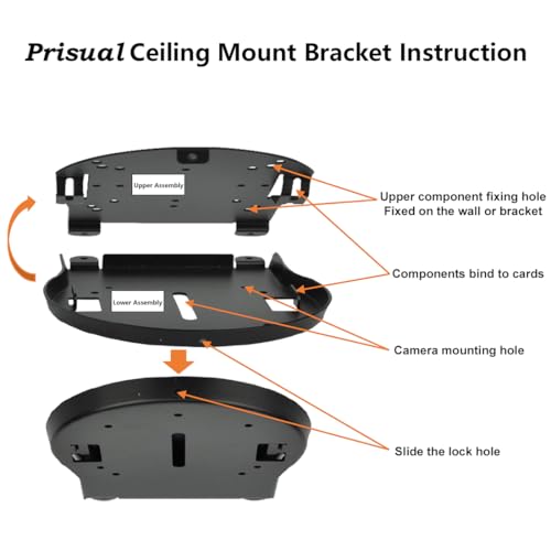 Prisual Professional Ceiling Mount for PTZ Cameras - Universal Fixed Ceiling Bracket with Secure Locking, Compatible with 95% PTZ Camera, Low-Profile Design for Conference Room/Church/Studio (Black) - Image 3