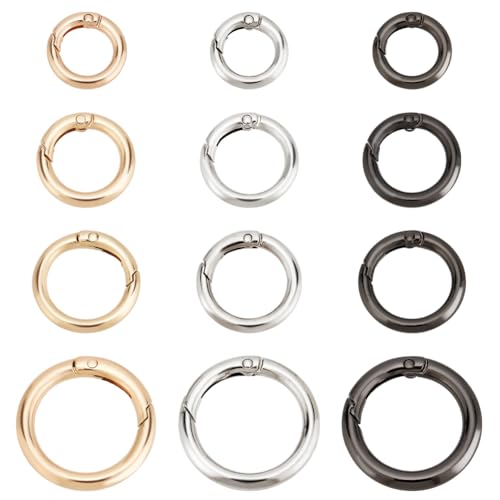 PH PandaHall 24pcs 3 Colors 20/25/28/35mm Spring O Ring Round