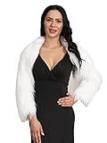  Unicra Frauen Kunstfell Bolero Shrug Jacken für Abendkleider Braut Hochzeit Pelz Schals Wraps Winter Brautjungfer Zudecken(weiß)