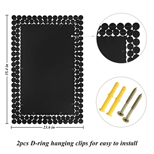 Jacuko Rectangular Wall Mirror Decorative- Rhinestone Accent Jeweled Rectangle Wall Mirror For Living Room/Bathroom/Bathroom/Entryway/Passageway 23.6 * 35.4 In #TOP5