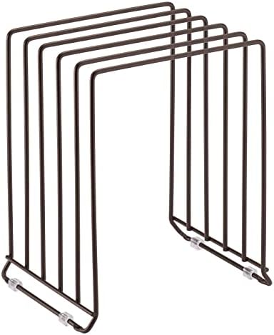 mDesign Pot Lid and Pan Rack  Metal Wire Rack for Cabinets, Pantries or Kitchen Surfaces  Freestanding Pan Stand with 5 Slots for Pans, Pots, Lids and Crockery  Bronze