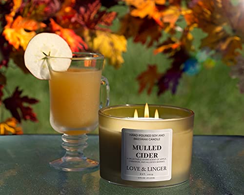 Mulled Cider Candle | Fall Candles | Luxury Soy & Beeswax Candles For Home | 16 Oz. Large Jar 3 Wick Candle | Apple Cider Candle | Thanksgiving Candle | Autumn Candles #TOP4