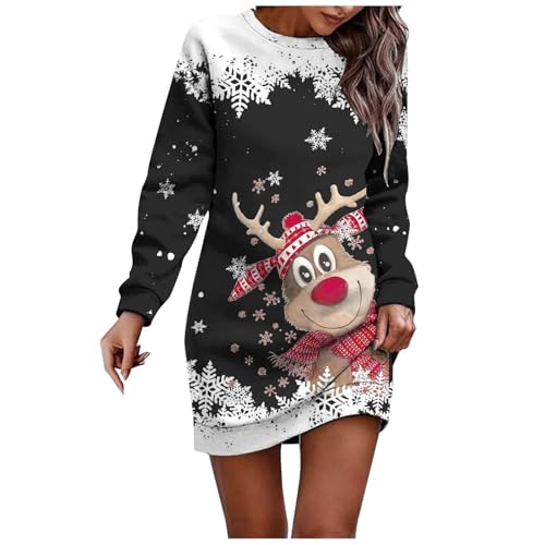 Générique Robe Pull De Noel Femme Impression Robe Noël Vin
