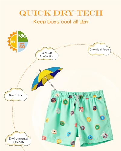 Image of SURF CUZ Surfcuz Little Boys Swim Trunks UPF 50+ Toddler Beach Shorts Swimsuit Kids Quick Dry Swimwear