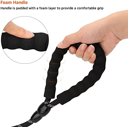 Amazon Basics 1.5 metre Reflective Dog Leash with Comfortable Padded Handle, Black, for Large, Medium or Small Dogs