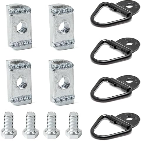 budurerbest 4 Set Truck Bed Rail Bolts Nuts Cargo D-Rings Tie Down Mount Kit Fits for Nissan Frontier Titan W/Utili Track Bed Rail System Cover