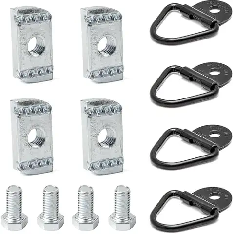 budurerbest 4 Set Truck Bed Rail Bolts Nuts Cargo D-Rings Tie Down Mount Kit Fits for Nissan Frontier Titan W/Utili Track Bed Rail System Cover