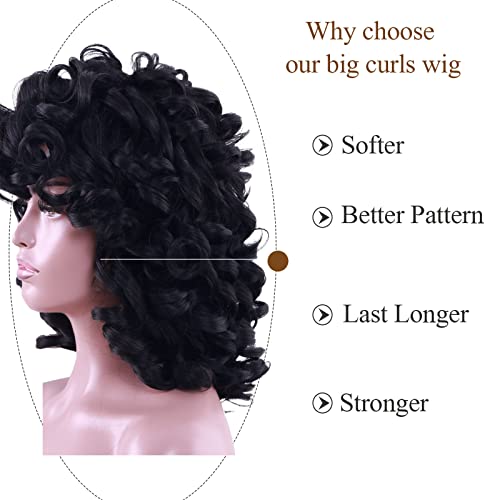 Kavsni Short Curly Wigs For Black Women Retouch Face, Synthetic Hair Heat Resistant Fluffy Natura Wigs For African American Women #TOP4