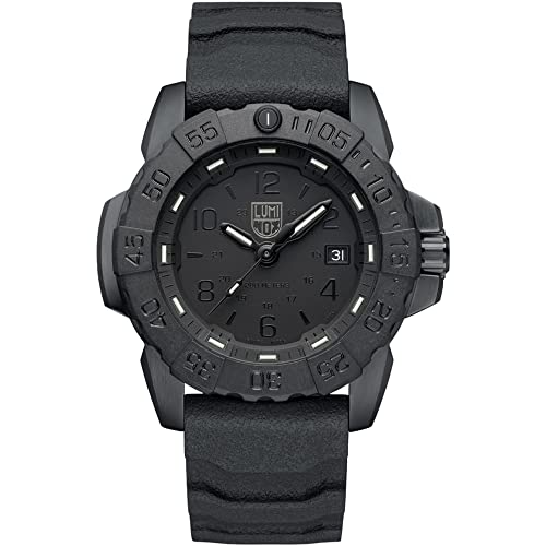 Luminox Herren Taucher Uhr Navy Seal Steel 3250 Series in der Farbe Schwarz mit Kautschukarmband, Gehäusedurchmesser: 45 mm, XS.3251.BO.CB