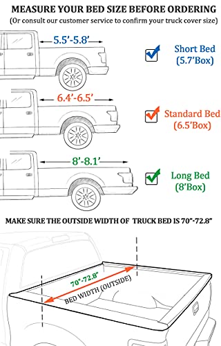 Coverify BB-TBC-BLUE-S Truck Bed Tarp Cover For Short Box(5.7' Box) Fit For Ford F150 Gmc Silverado/Sierra Ram Reflective Strip Waterproof Heavy Duty 600D Oxford Fabric Pickup Truck Bed Cover thumb #3