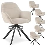 Goeurvant Juego de 6 sillas de Comedor giratorias con reposabrazos, Beige