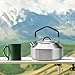 Menolana Camping Kettle Coffee Tea Pot Lightweight Easy to Clean with Lid Water Pot Campfire Water Kettle for Outdoor Traveling Hiking, Silver 1L