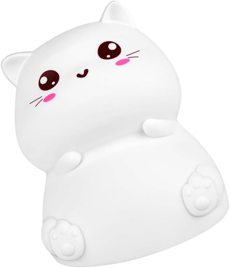 Outanaya Silicone Cat Night Light USB Charging LED Bedside Lamp Color Changing Touch-Controlled Nursery Lamp for Bedroom Decorative Nightlight