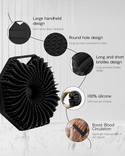 Image of Silicone Body Scrubber - Deep Cleansing & Exfoliating Shower Brush for Soft, Smooth Skin, Improves Skin Texture, Boosts Circulation, Gentle & Hygienic Bath Scrubber for Men & Women