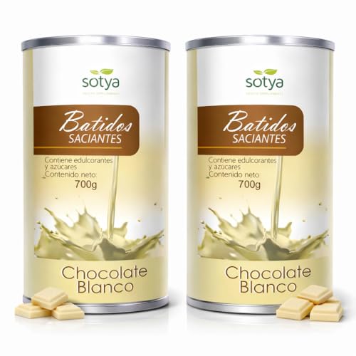 Sotya Batido Saciante Chocolate Blanco (Pack 2 x 700 g) Batido Sustitutivo de Comida, Complemento Dietético con Proteínas, Fibra, Vitaminas y Minerales