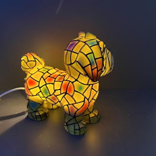Pug Lamp and Dachshund Table Lamp, Boxer Dog Lamp, Corgi Dogs Series Art Night Light, 3D Cute Pet Vintage Home Decor, Retro Stained Resin Tabletop LED Night Light, Fun Gift for Dog Lover (Shih Tzu) by Yevheniy - Image 4
