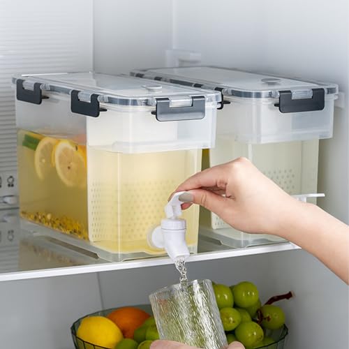MUXHEL 2 dispensadores de bebidas de plástico con grifo, 3,5 L para bebidas con grifo, dispensador de limonada gris con grifo y placa de filtro extraíble para limonada, zumo de frutas, té de frutas MUXHEL 2 dispensadores de bebidas de plástico con grifo, 3,5 L para bebidas con grifo, dispensador de limonada gris con grifo y placa de filtro extraíble para limonada, zumo de frutas, té de frutas