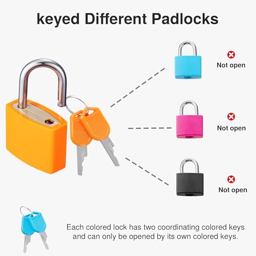 Image of Puroma Mini Suitcase Padlock with Keys, 4 Pack 22mm Locker Locks Luggage Key Lock for School Gym Locker, Laptop Bags, Backpacks, Diary Book (4 Colors)