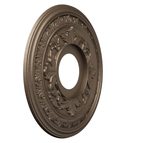 Image of Ekena Millwork 13 inchOD x 3 1 /2 inchID x 3 /4 inchP Baltimore Thermoformed PVC Ceiling Medallion (Fits Canopies up to 5 1 /4 inch), UltraCover Satin London Grey