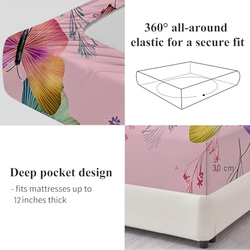 Drap housse microfibre antidérapant et infroissable rose 200x200 cm