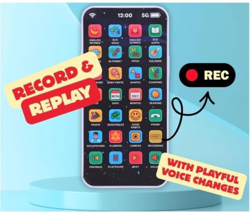 Image of Educational Phone Type-C Rechargeable Musical Toy 28 Functions, Alphabet, Numbers, Varnmala, Animal Sounds, Nursery Rhymes in English & Hindi for Age 2&10 Years (Unicorn Model)