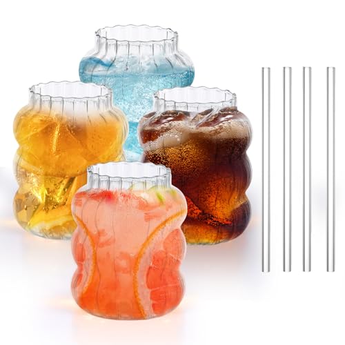 Set de 8 vasos de cristal ondulado 650 ml