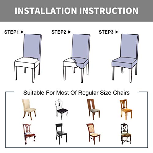 Dioxide Coprisedie con Schienale 4 Pezzi, Sedia Bi-Elastico per Una Misura Universale, Molto Facile da Pulire e Resistente, Coprisedile, Office, Arredamento Ristorante (Sezione Spessa-Grigio,4)