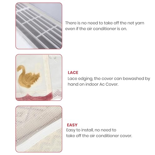 Image of Printed AC Cover for Split AC 2 Ton Set - Digital Print AC Cover Indoor Outdoor Waterproof - Split AC Cover Cotton Net Designer (Peach)