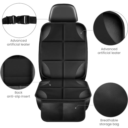 Image of STHIRA Car Seat Cover Protector,Waterproof 600D Fabric Car Seat Protector with 2 Storage Pockets Safe for Chilidrens,Anti-Slip&Resistant Pet Car Seat Protector Cooling Seat Cushion for Dogs,SUV,Sedan