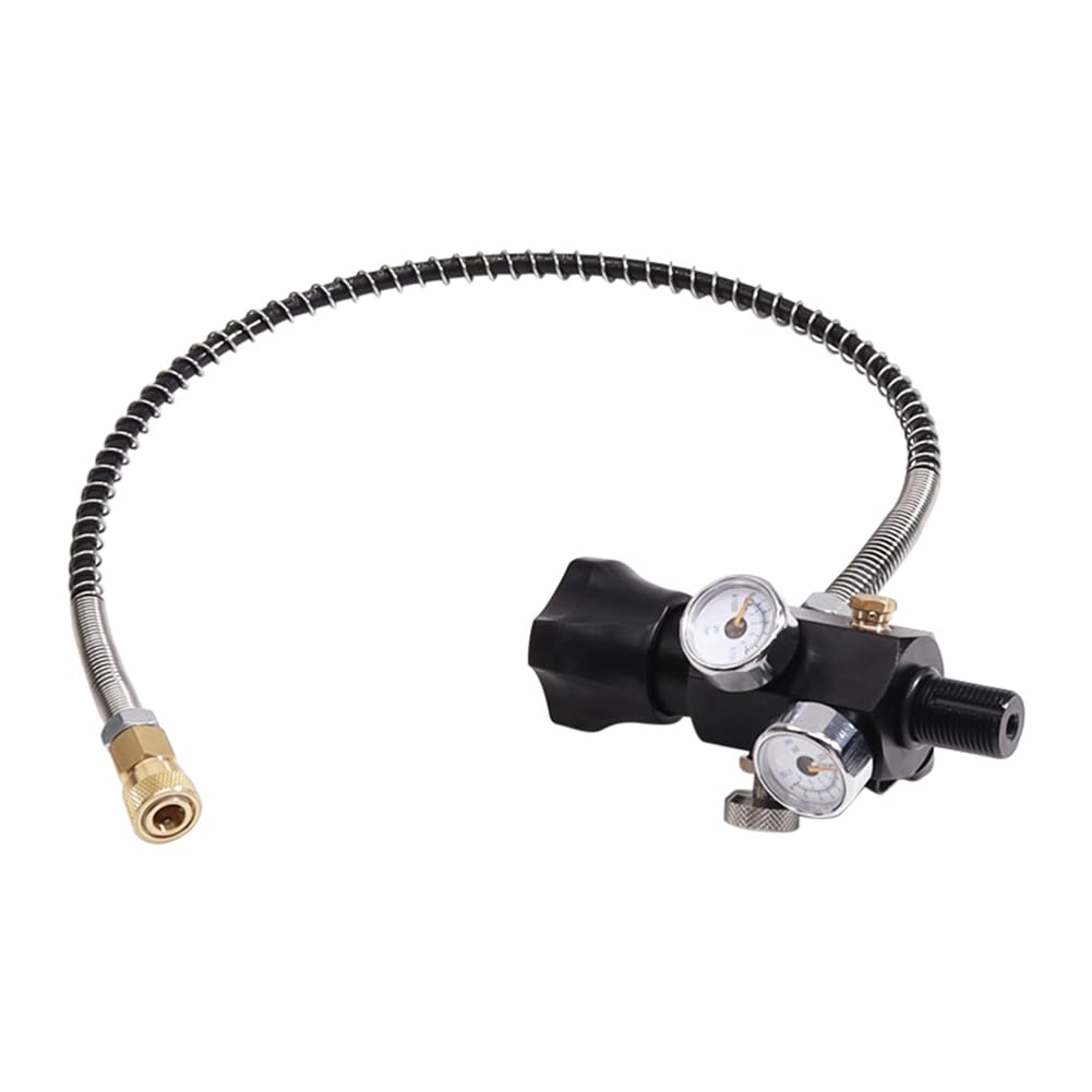 Válvula de carga de tanque de aire PCP, estación de llenado de doble calibre 5/8-18UNF 4500 Psi con manguera de alta presión de 20 mm, fácil instalación