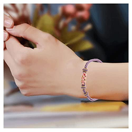 To My Granddaughter Bracelet A Link That Can Never Be Undone Peach Blossom Bracelet Adjustable Braided Rope Bracelet Eight Strand Braid Bracelet For Women Teen Girls Jewelry Christmas Gifts (Purple) #TOP2