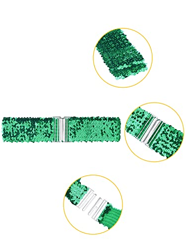 Allegra K Ladies Stretchy Wide Waist Belts Interlock Buckles Shinny Sequins Decor Belts for Dresses2