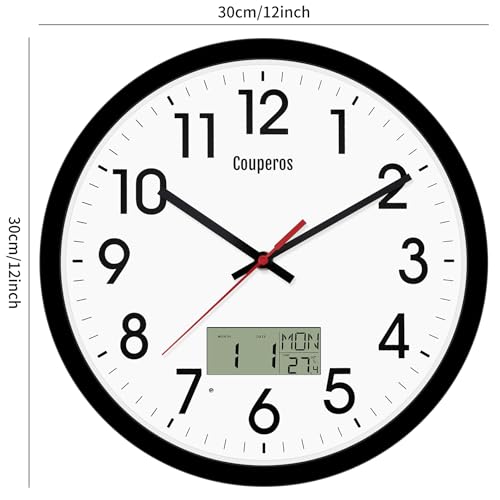 Reloj de pared digital y analógico de 12 pulgadas miniatura 2